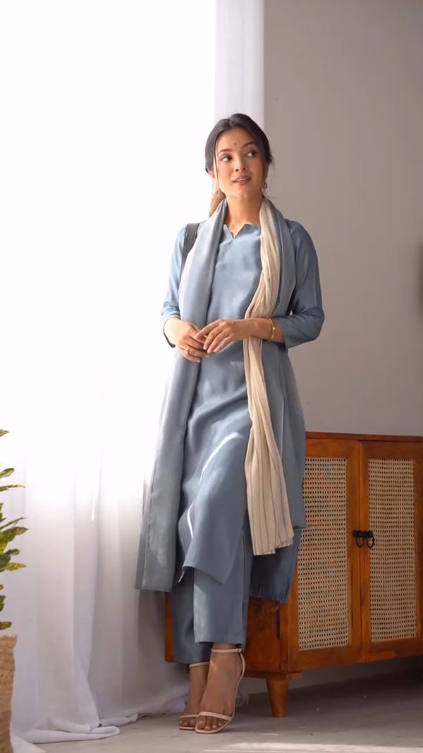 Sky Blue Kurta Set with Dupatta
